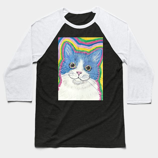 cat face Baseball T-Shirt by SamsArtworks